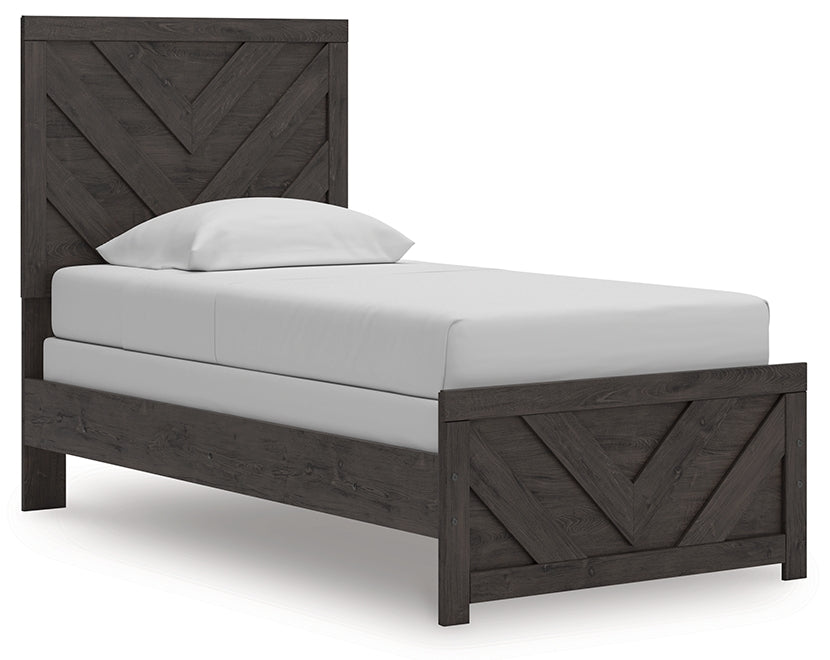 Prendonea Charcoal Twin Panel Bed, Dresser and Mirror - Ornate Home