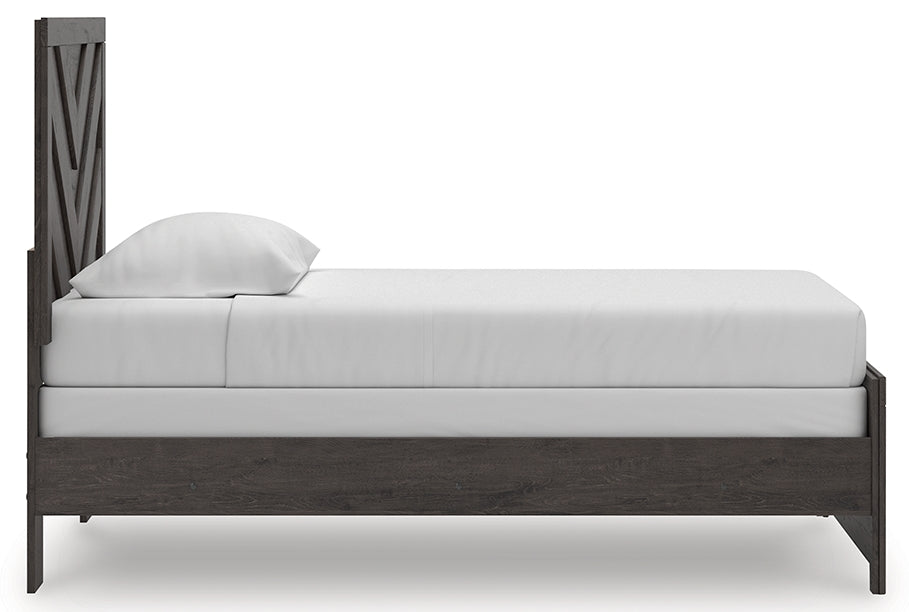 Prendonea Charcoal Twin Panel Bed, Dresser and Mirror - Ornate Home