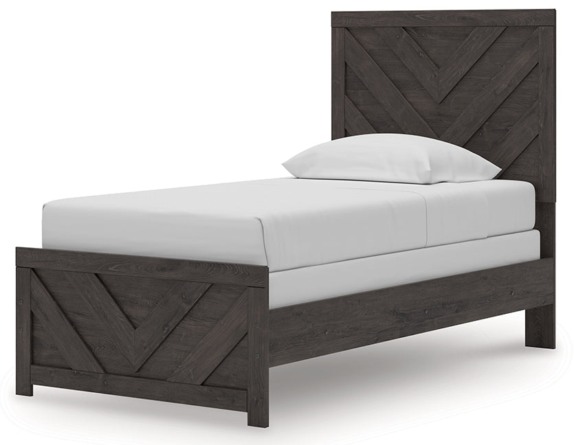 Prendonea Charcoal Twin Panel Bed, Dresser and Mirror - Ornate Home