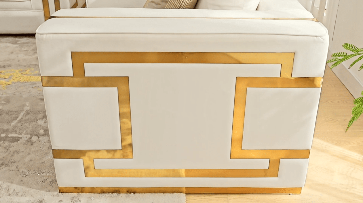 Prestige Living White/Gold Sofa / HD-S2131 - Ornate Home