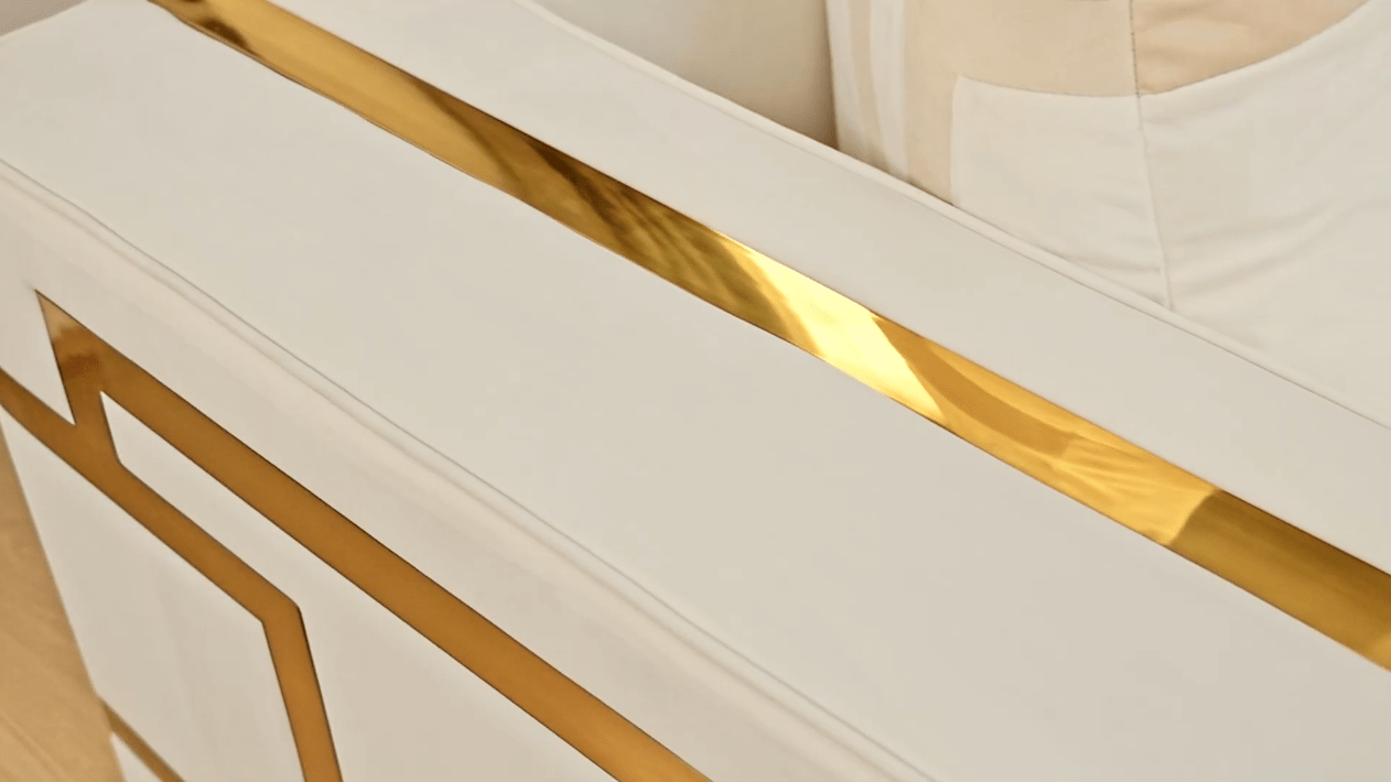 Prestige Living White/Gold Sofa / HD-S2131 - Ornate Home