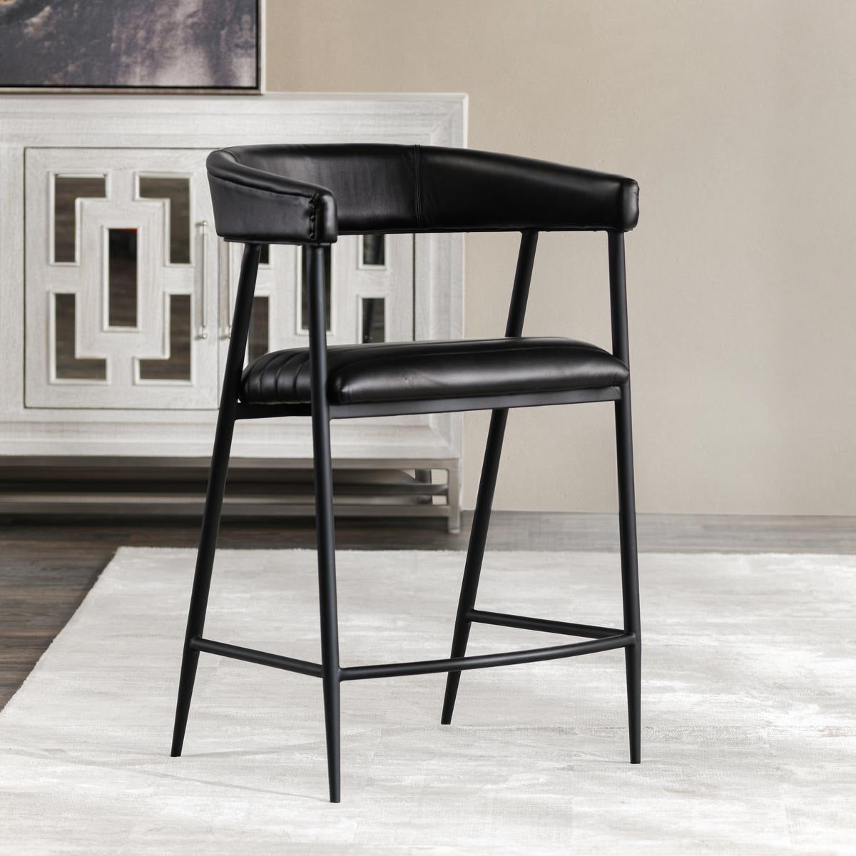 Preston Black Counter Stool - Ornate Home
