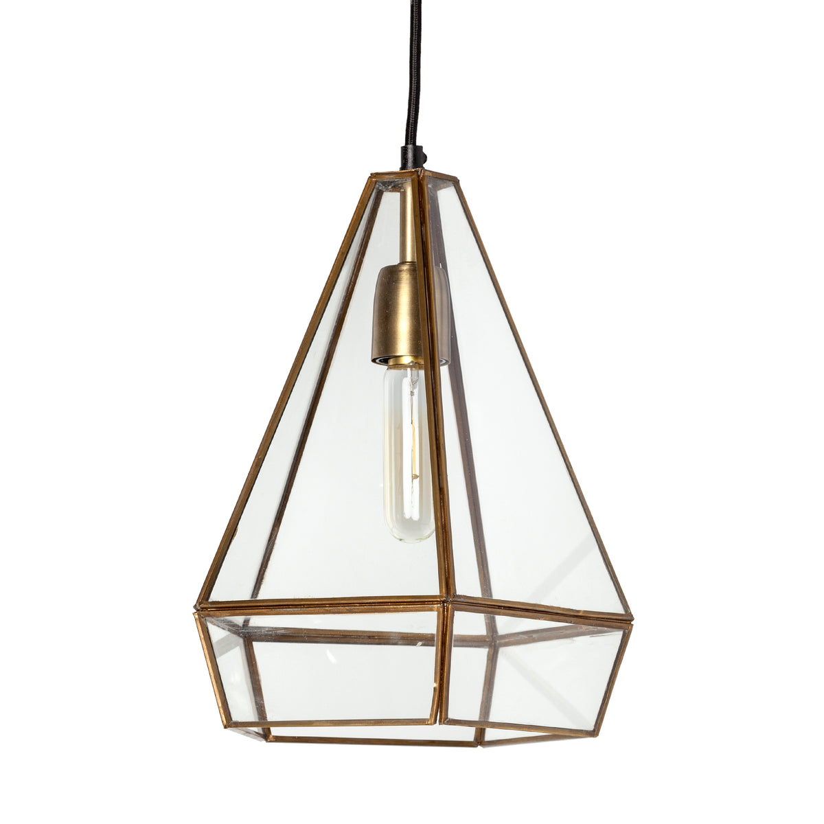 Prima Gold Metal and Glass Pyramid Pendant Light - Ornate Home