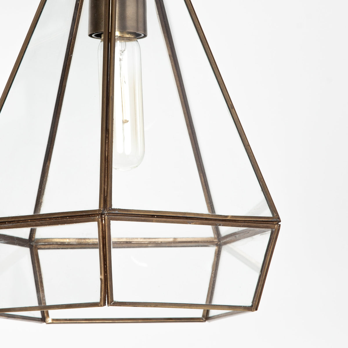 Prima Gold Metal and Glass Pyramid Pendant Light - Ornate Home