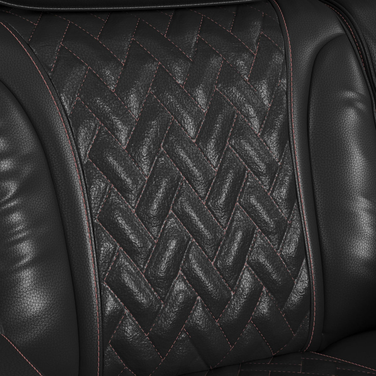 Prime Time Jett Black P3 Loveseat with LED, Wireless Charger Pocket, and Console with Red Stitching - Ornate Home