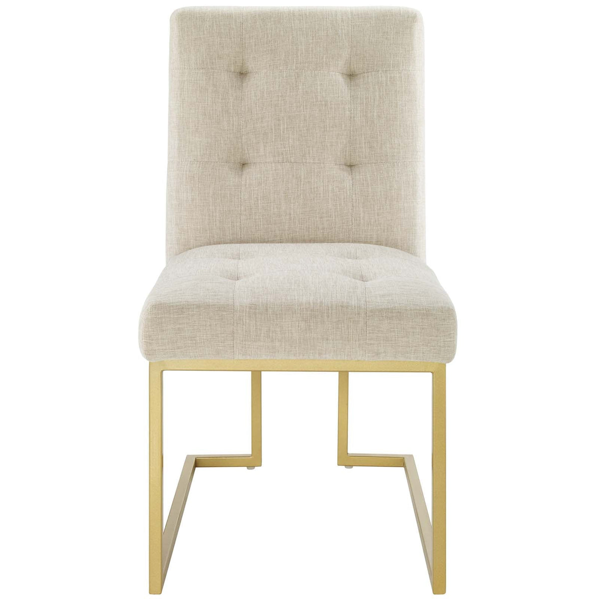 Privy Gold/Beige Gold Stainless Steel Upholstered Fabric Dining Accent Chair - Ornate Home