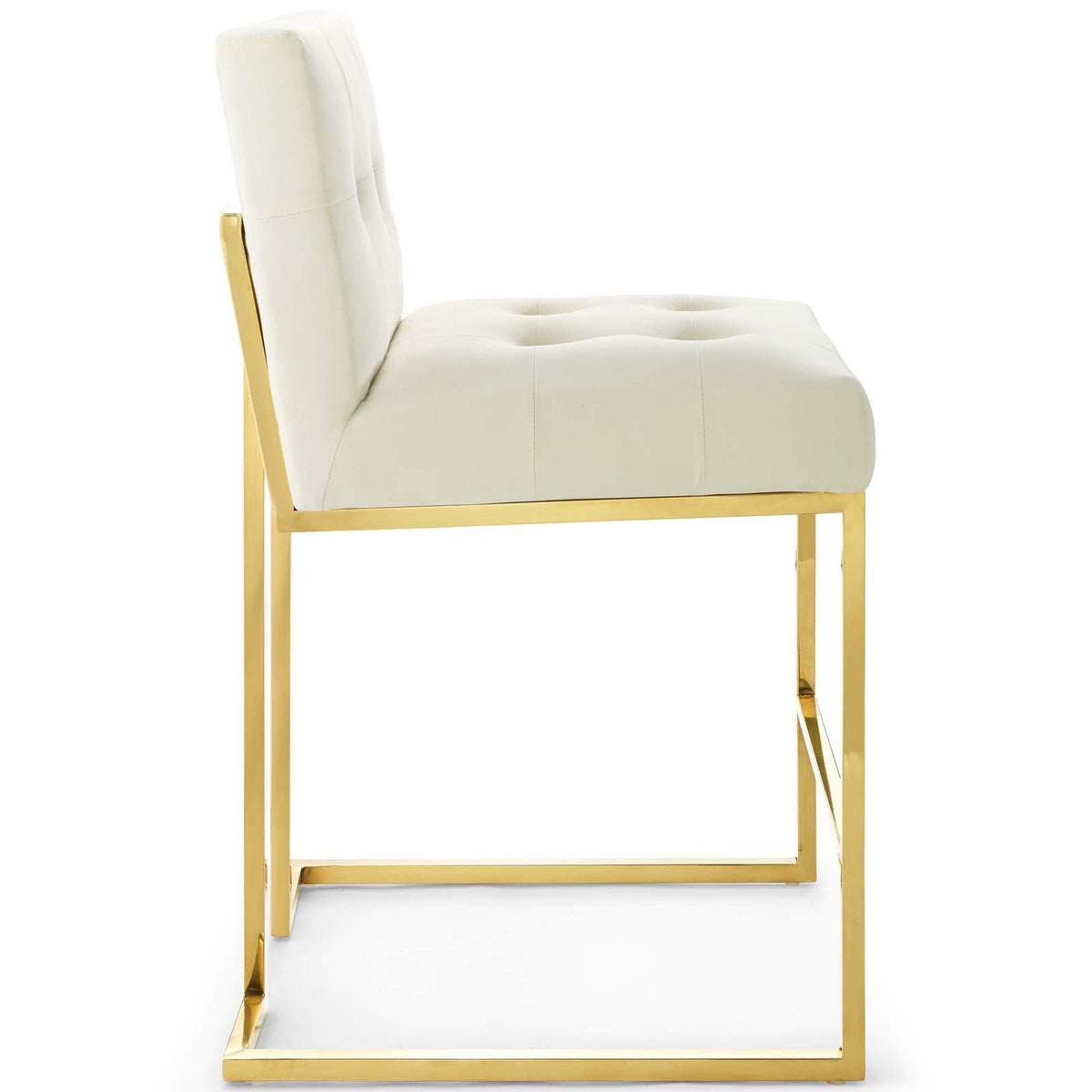 Privy Gold/Ivory Gold Stainless Steel Performance Velvet Counter Stool - Ornate Home