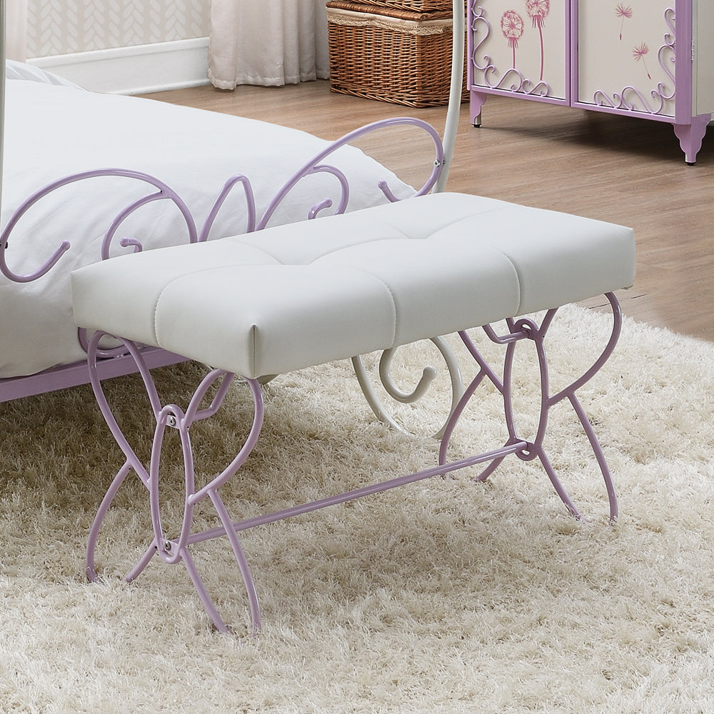 Priya II White & Light Purple Bench - Ornate Home