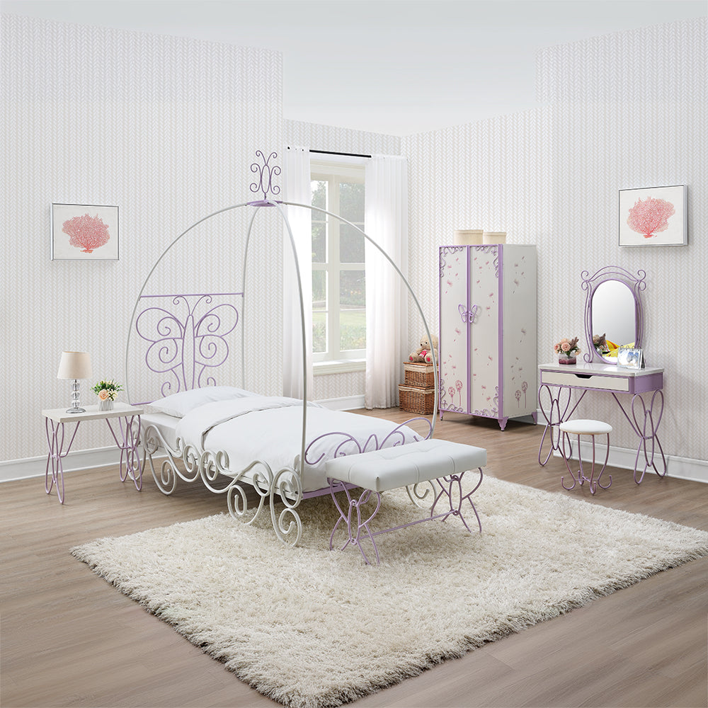 Priya II White & Light Purple Vanity Set - Ornate Home