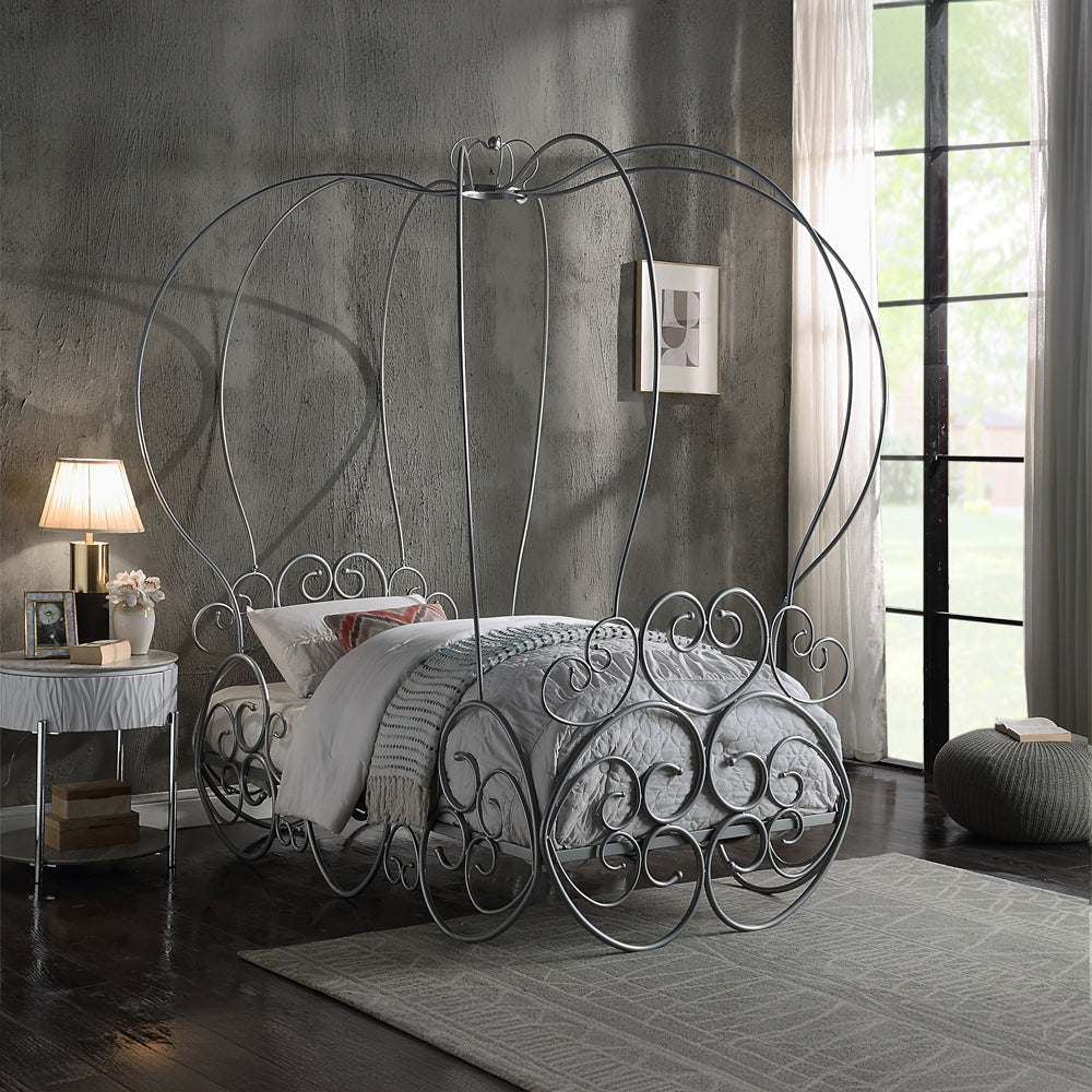 Priya Silver Twin Bed w/ Canopy - Ornate Home