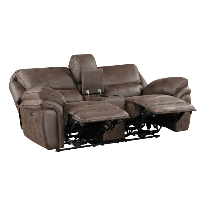 Proctor Brown Power Double Reclining Loveseat - Ornate Home