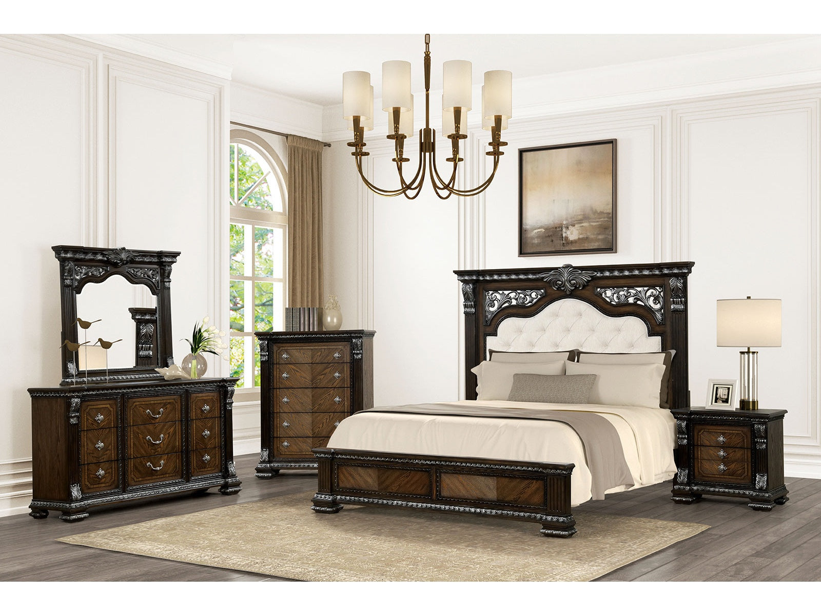 Promenade Espresso Queen 5 Piece Bedroom Set w/2 Nightstands - Ornate Home