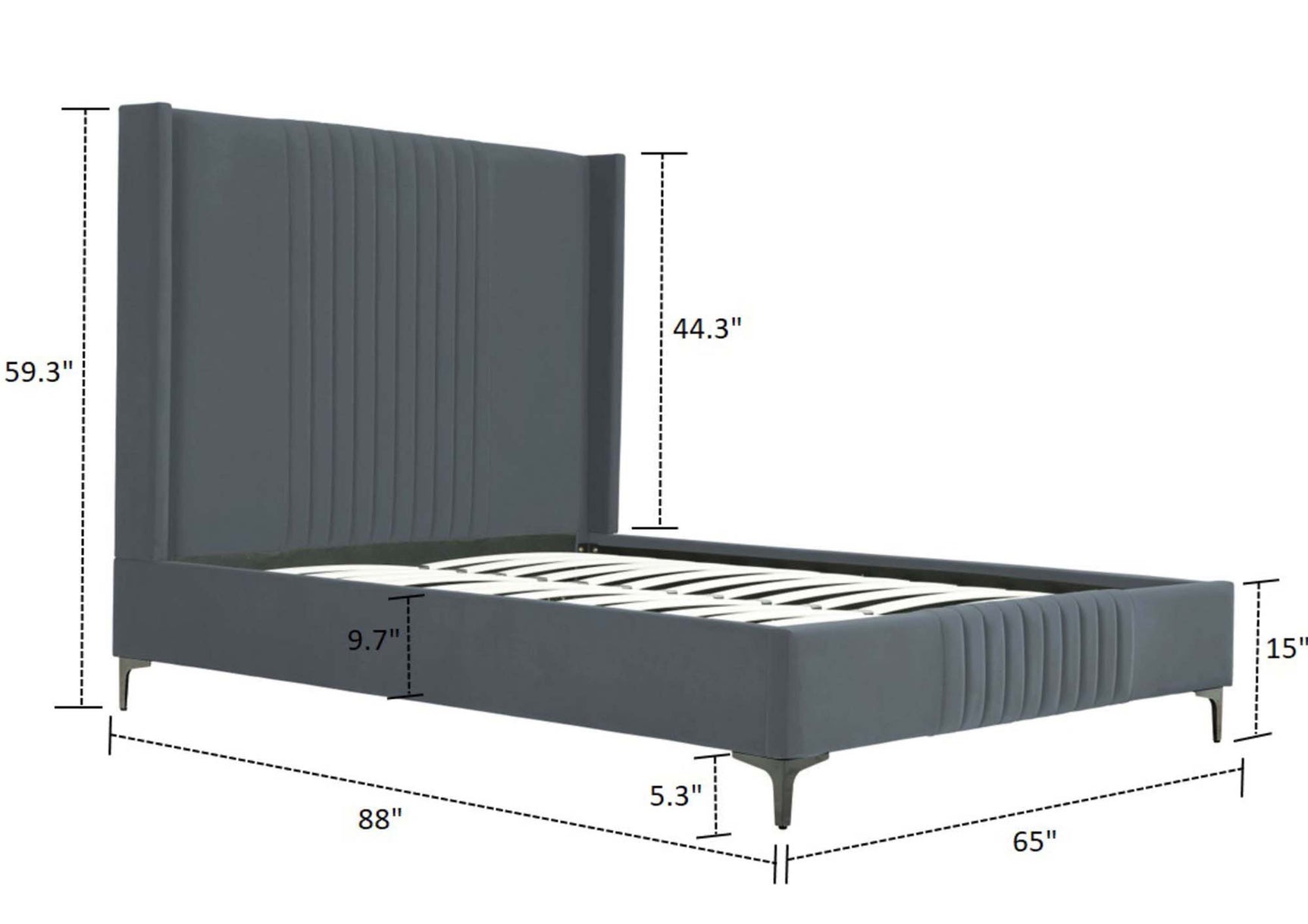 Promenade Queen-Size Bed in Grey - Ornate Home