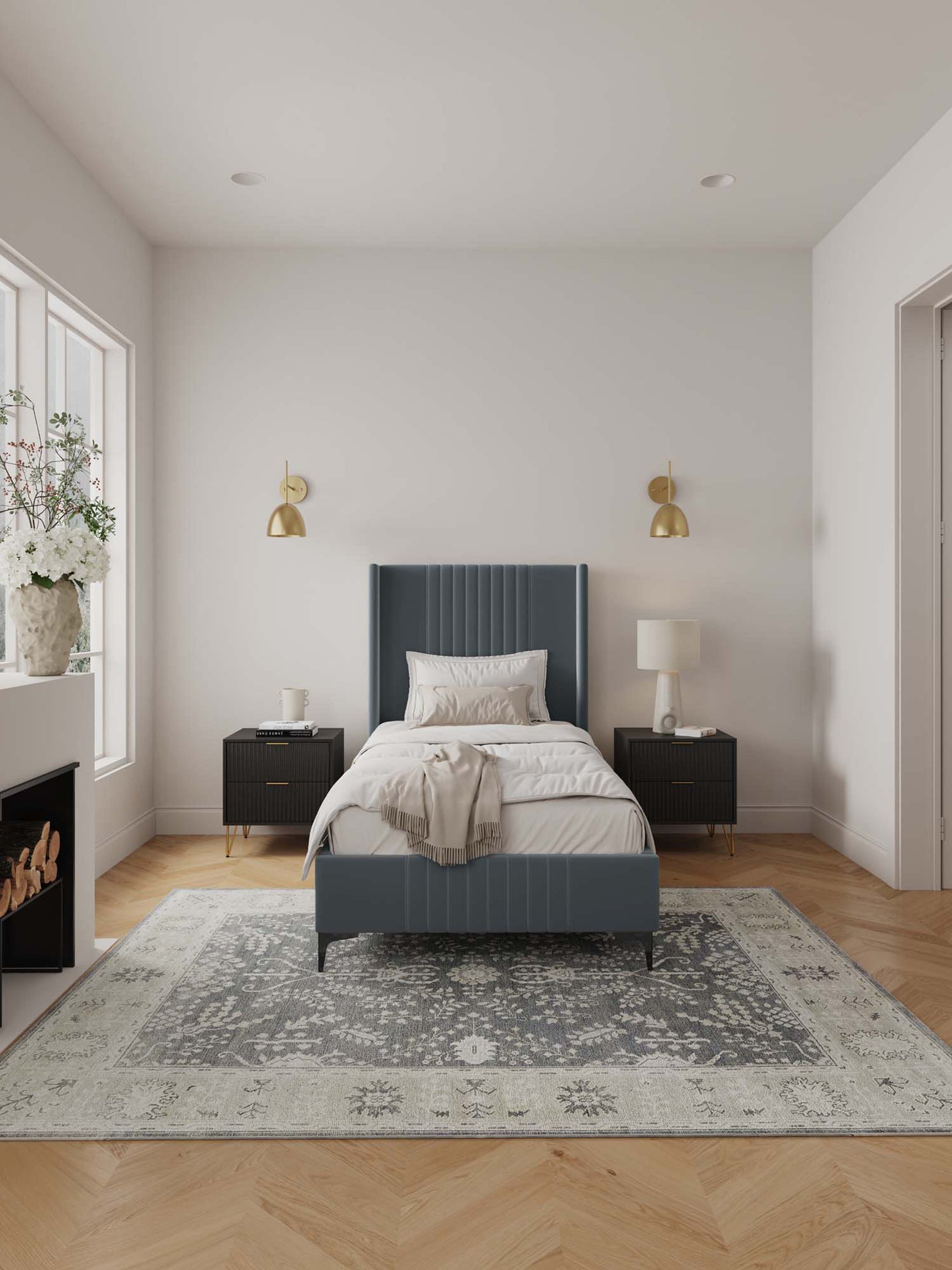 Promenade Twin-Size Bed in Grey - Ornate Home