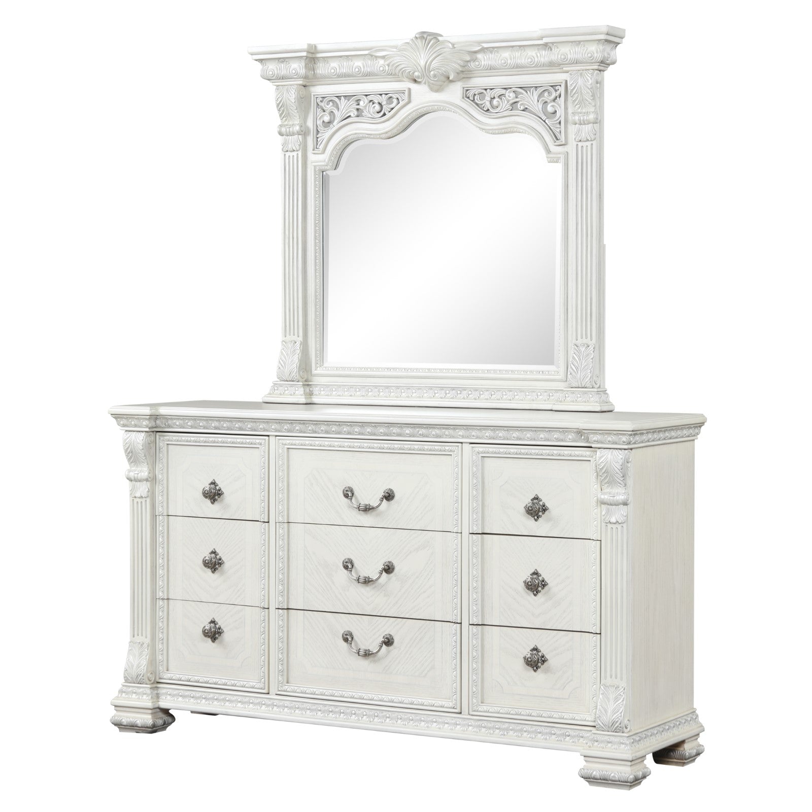 Promenade Wire Brushed White Dresser - Ornate Home
