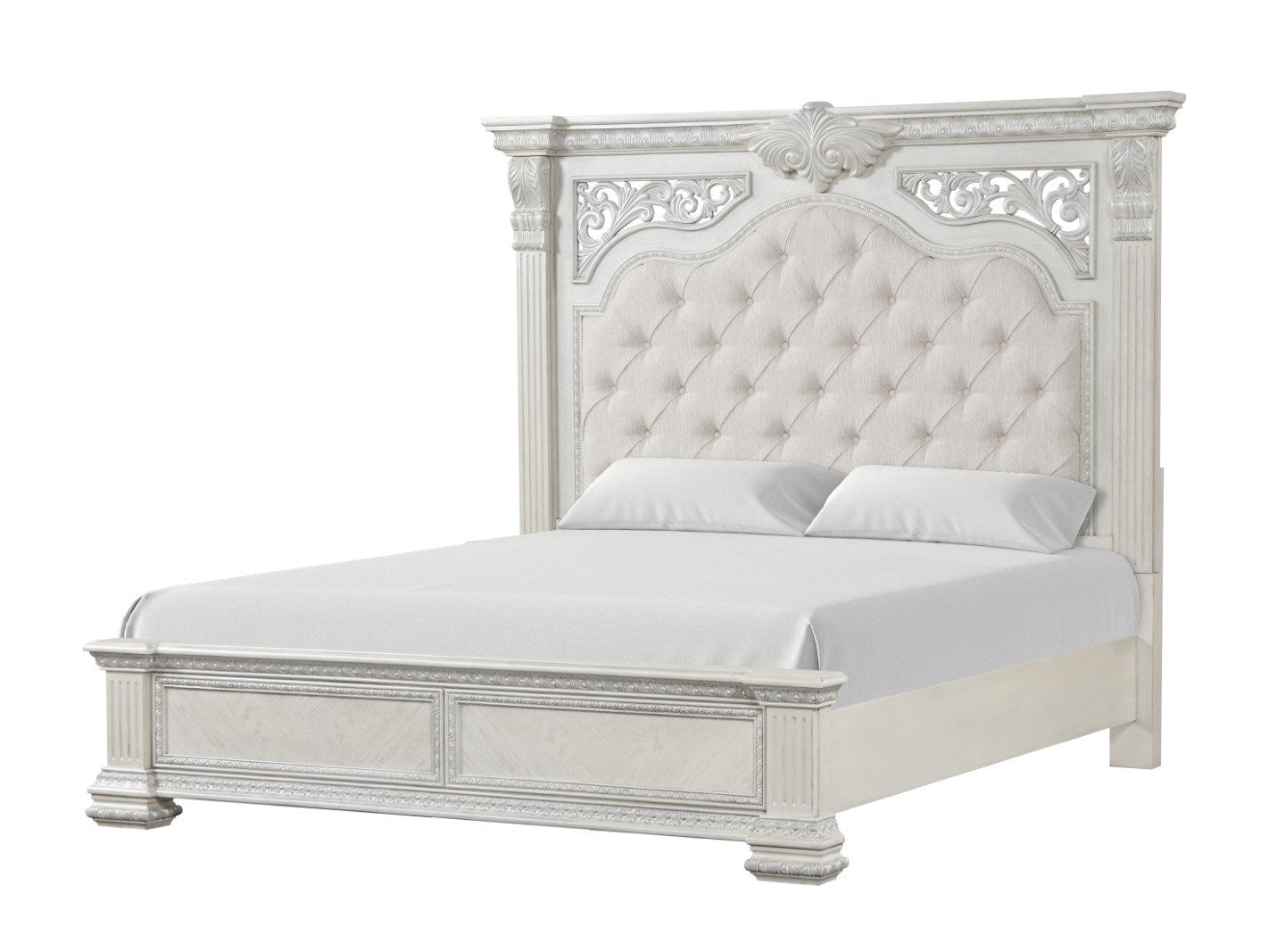Promenade Wire Brushed White Queen Bed - Ornate Home