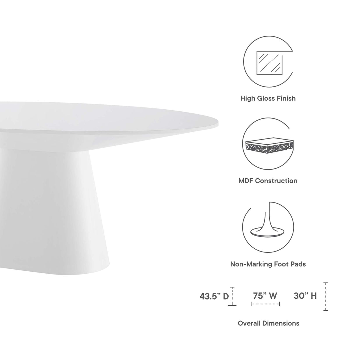 Provision White 75" Oval Dining Table - Ornate Home