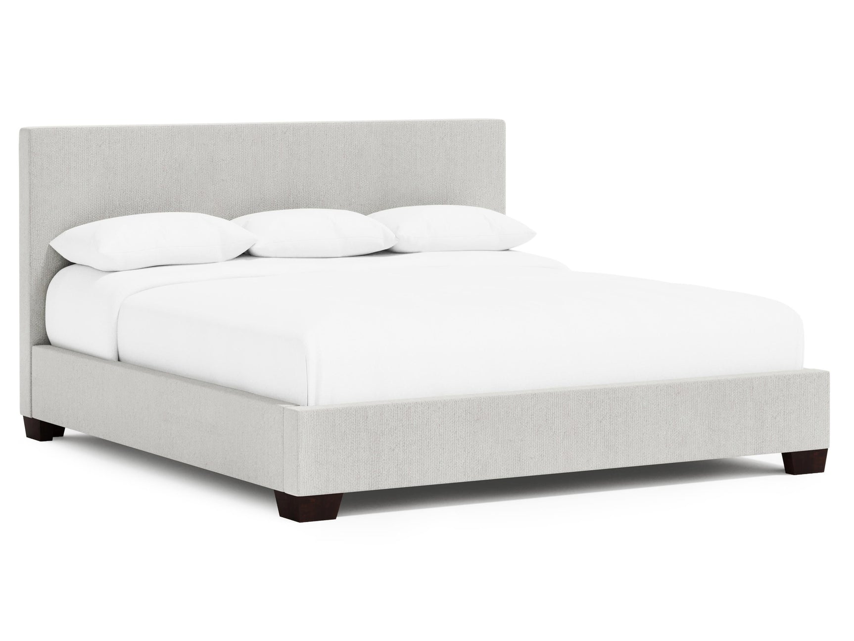 Pryce White/Cream Fabric California King Panel Bed - Ornate Home