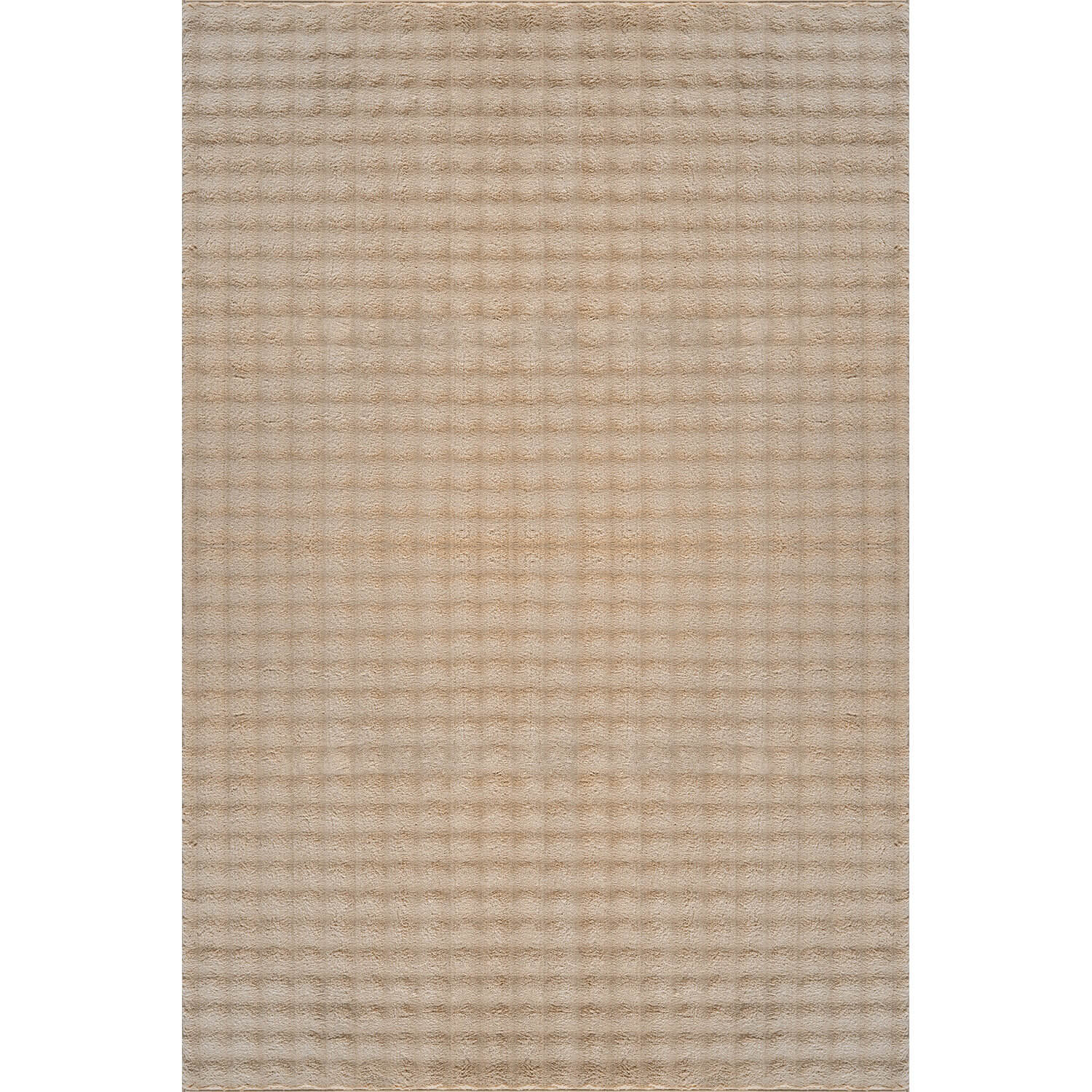 Puff Beige Checkered Ultra Soft Plush Non Slip Washable Area Rugs - Ornate Home
