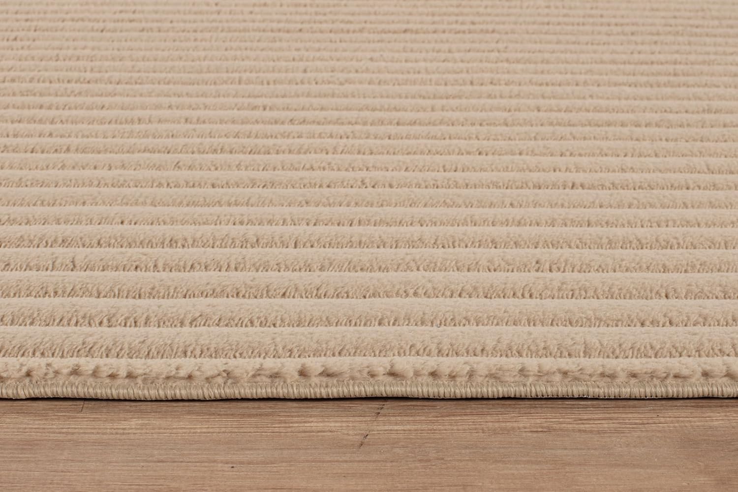 Puff Beige Ribbed Ultra Soft Plush Non Slip Washable Area Rugs - Ornate Home