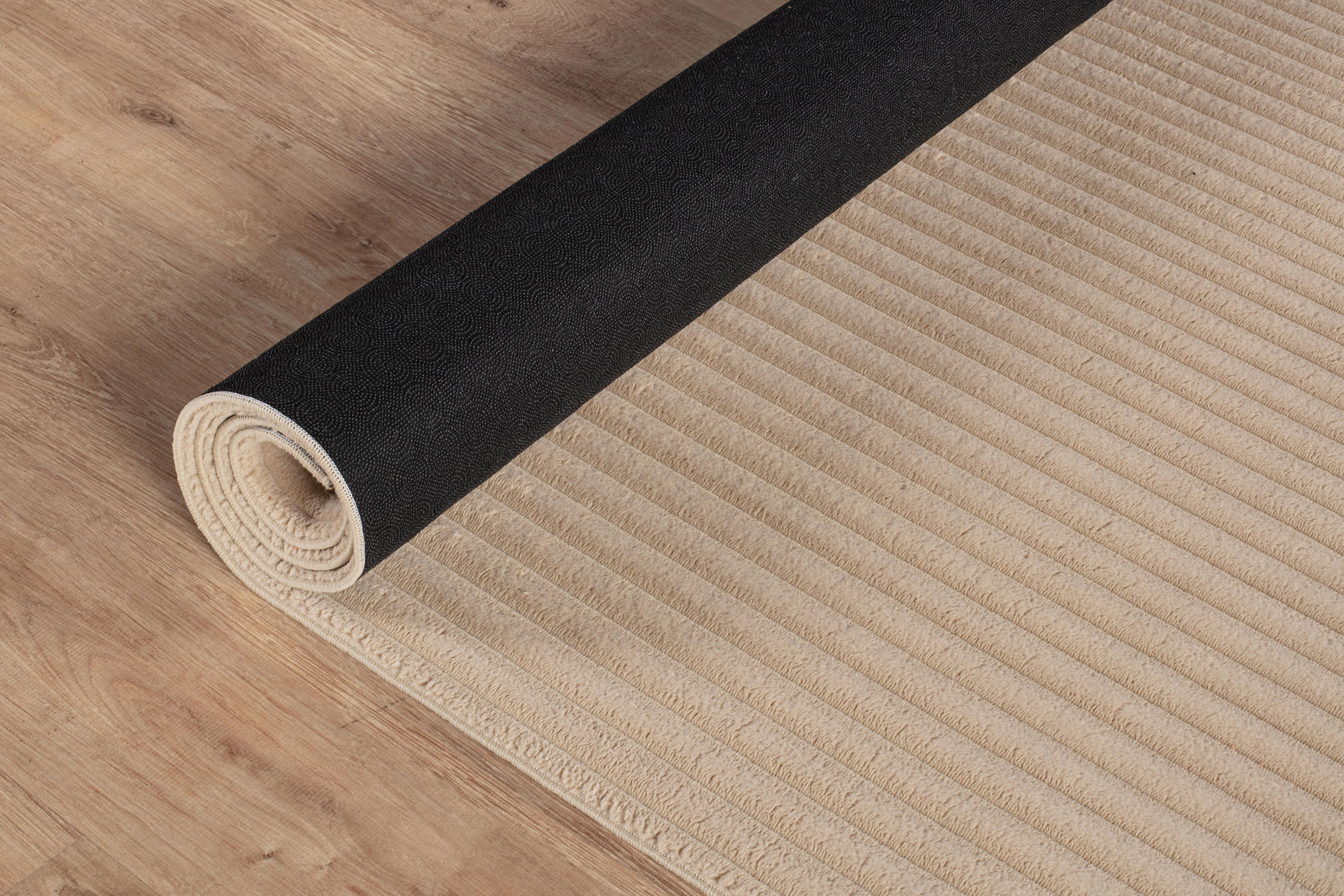 Puff Beige Ribbed Ultra Soft Plush Non Slip Washable Area Rugs - Ornate Home