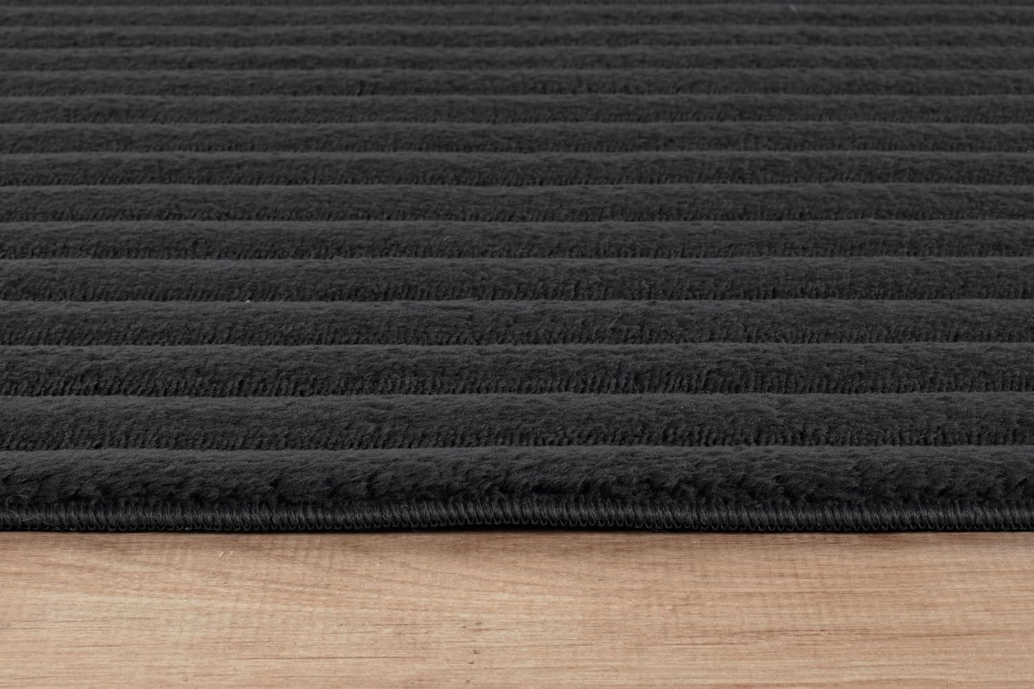 Puff Dark Gray Ribbed Ultra Soft Plush Non Slip Washable Area Rugs - Ornate Home