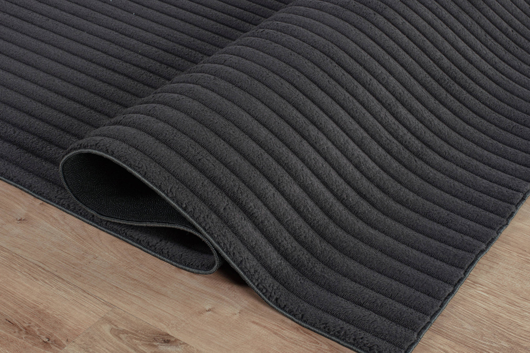 Puff Dark Gray Ribbed Ultra Soft Plush Non Slip Washable Area Rugs - Ornate Home