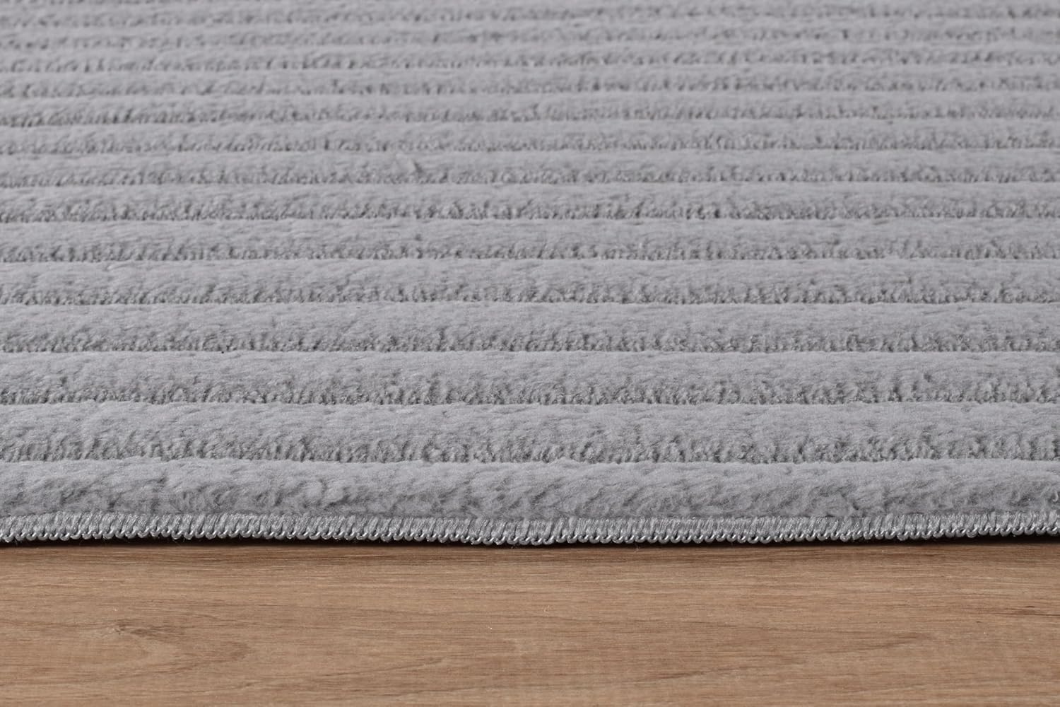 Puff Gray Ribbed Ultra Soft Plush Non Slip Washable Area Rugs - Ornate Home