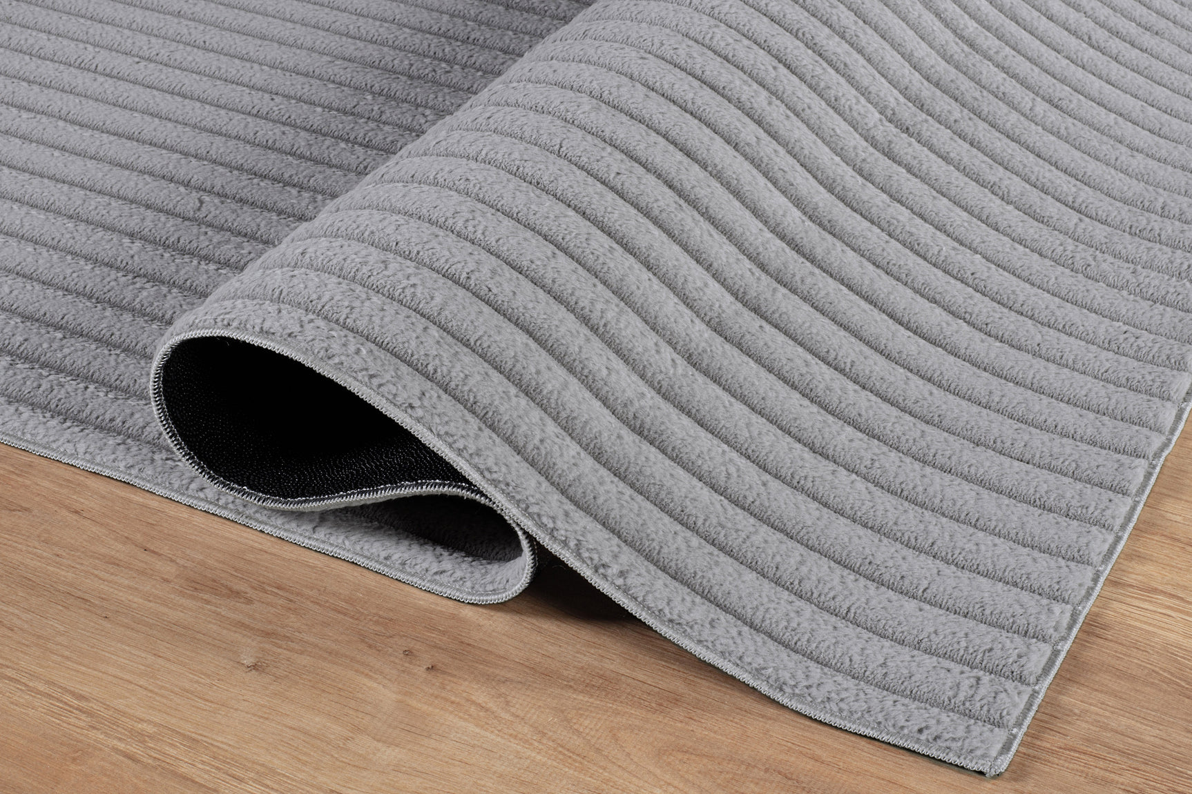 Puff Gray Ribbed Ultra Soft Plush Non Slip Washable Area Rugs - Ornate Home