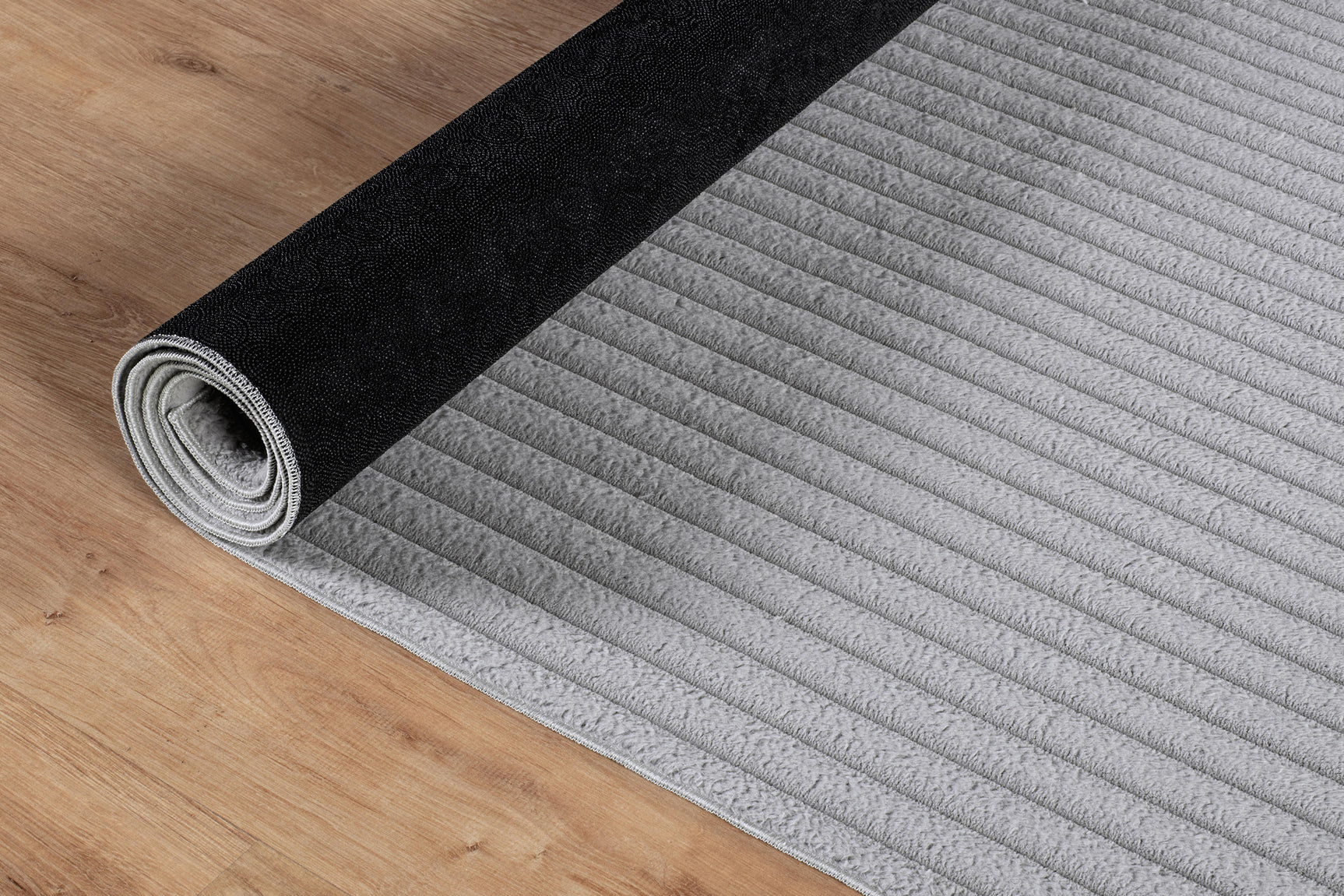 Puff Gray Ribbed Ultra Soft Plush Non Slip Washable Area Rugs - Ornate Home