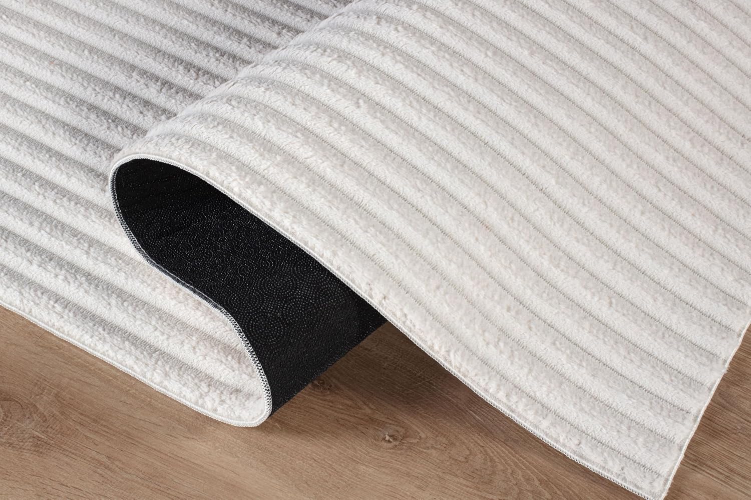 Puff White Ribbed Ultra Soft Plush Non Slip Washable Area Rugs - Ornate Home