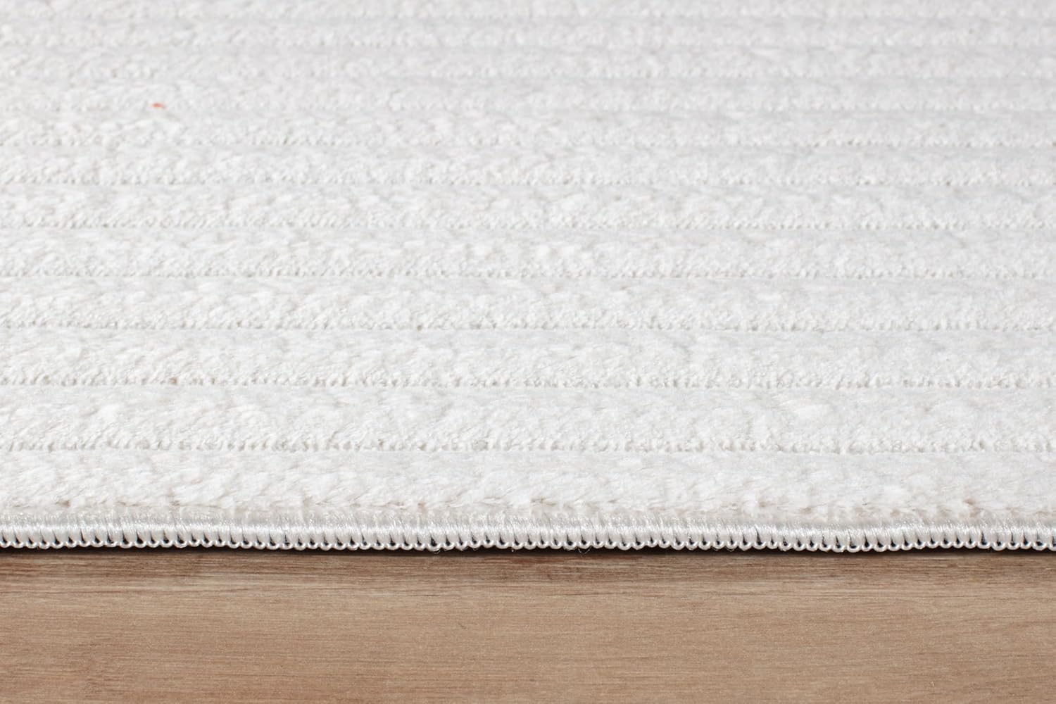Puff White Ribbed Ultra Soft Plush Non Slip Washable Area Rugs - Ornate Home