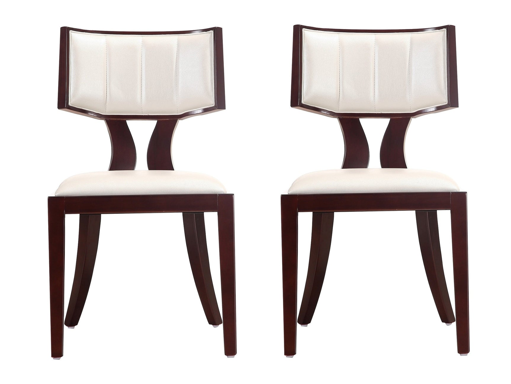 Pulitzer Dining Chair (Set of Two) in Pearl White and Walnut - Ornate Home