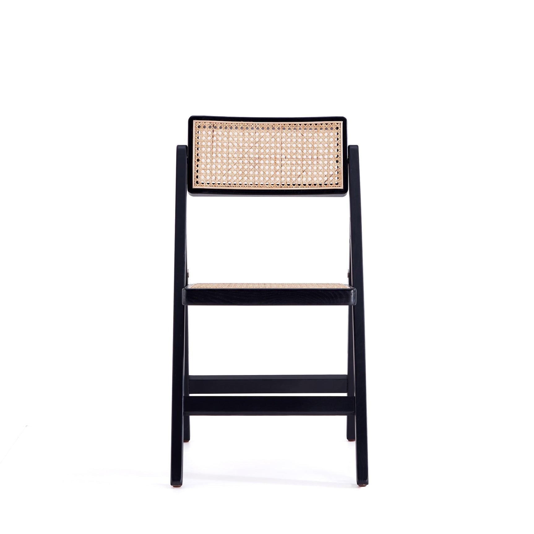 Pullman Folding Dining Chair in Black and Natural Cane (set of 2) - Ornate Home