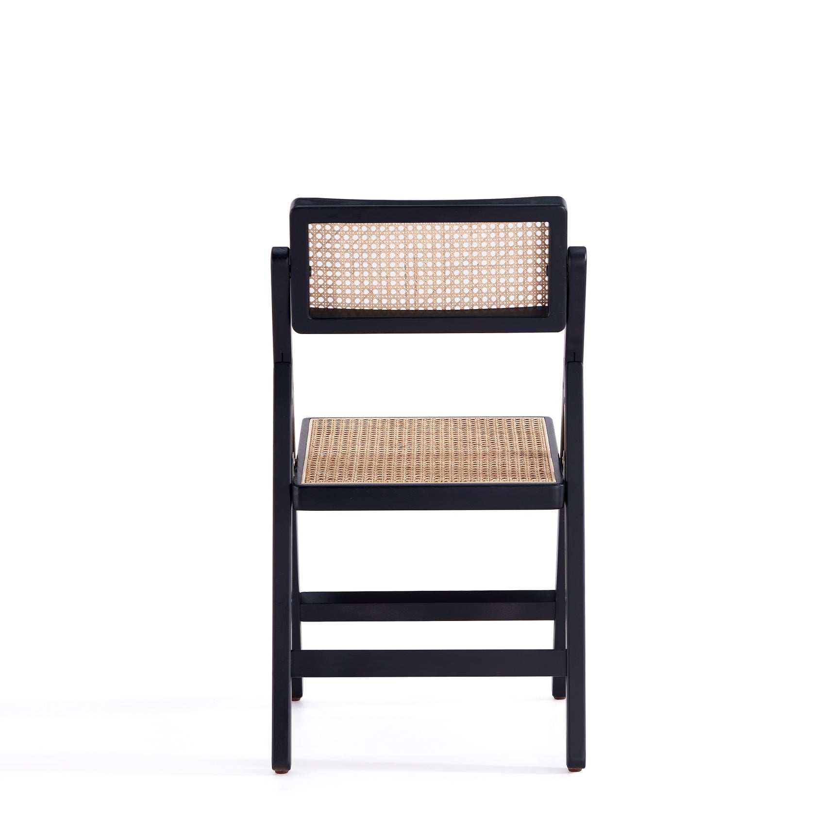 Pullman Folding Dining Chair in Black and Natural Cane (set of 2) - Ornate Home