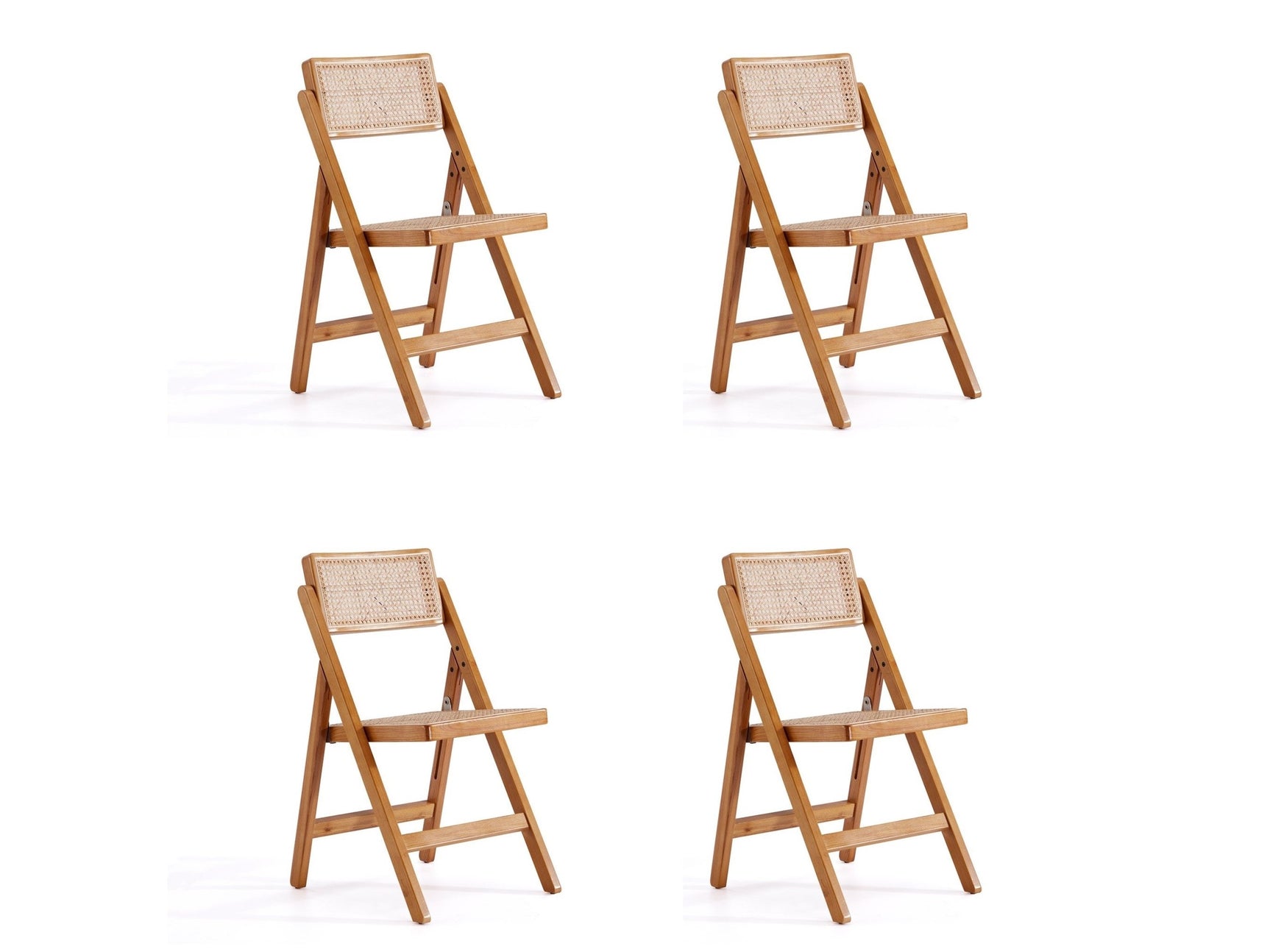 Pullman Folding Dining Chair in Nature Cane (set of 4) - Ornate Home