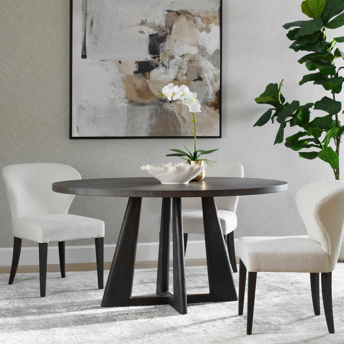 Pulsar Gray Walnut Round Dining Table - Ornate Home