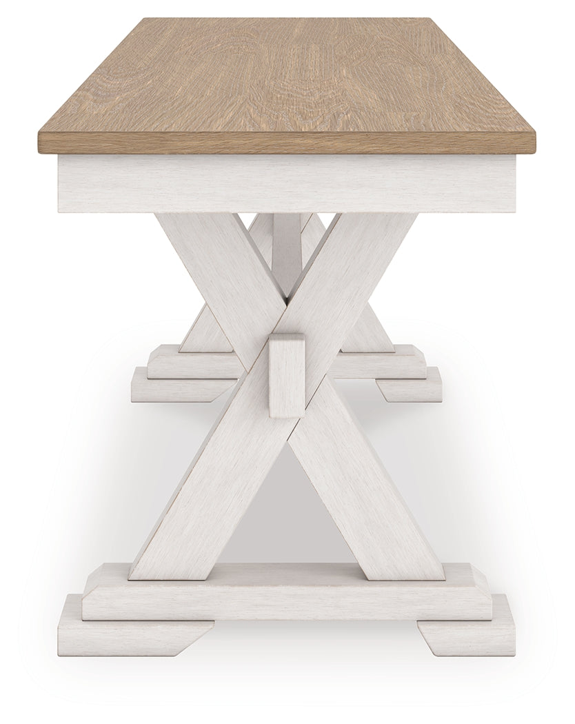 Purlaney Antique White/Natural Extension Dining Table, 4 Chairs and Bench (Online Special Price) - Ornate Home