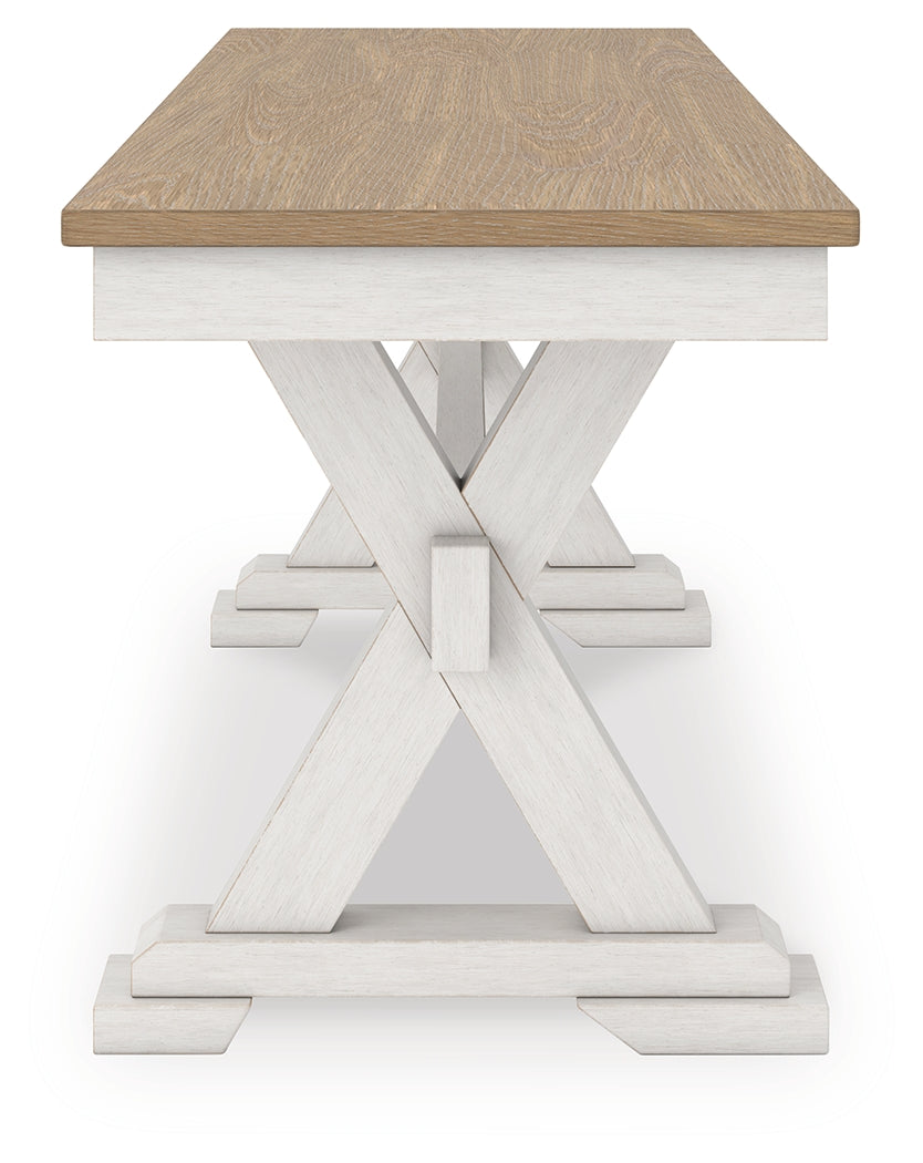Purlaney Antique White/Natural Extension Dining Table, 4 Chairs and Bench (Online Special Price) - Ornate Home