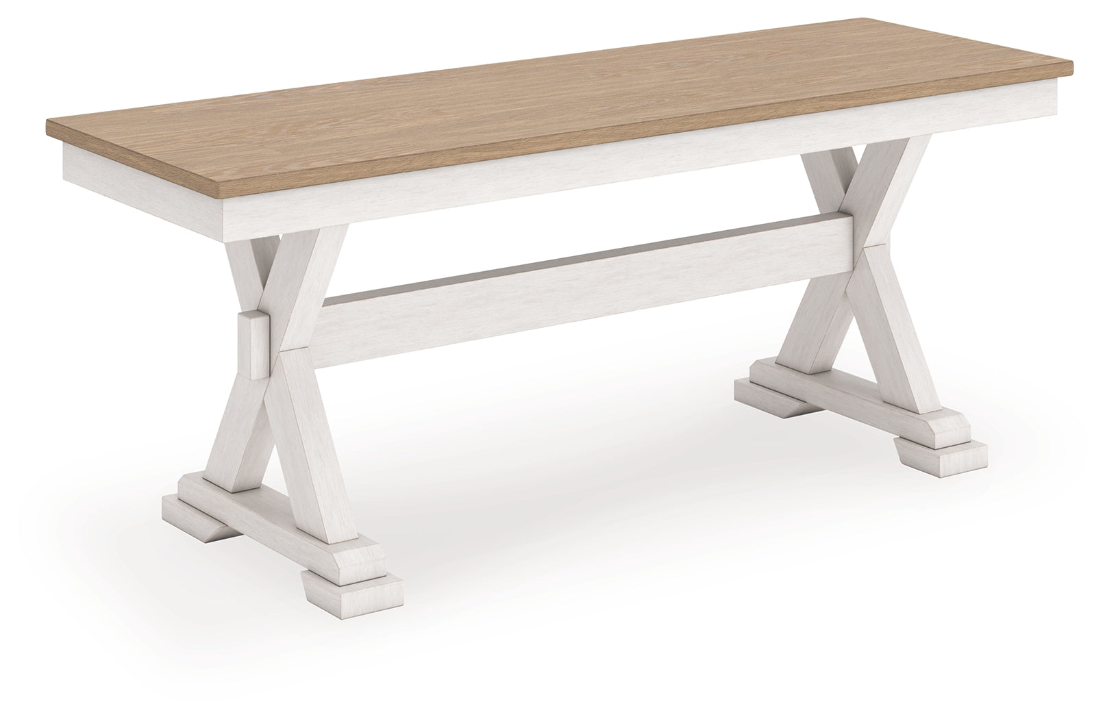 Purlaney Antique White/Natural Extension Dining Table, 4 Chairs and Bench - Ornate Home