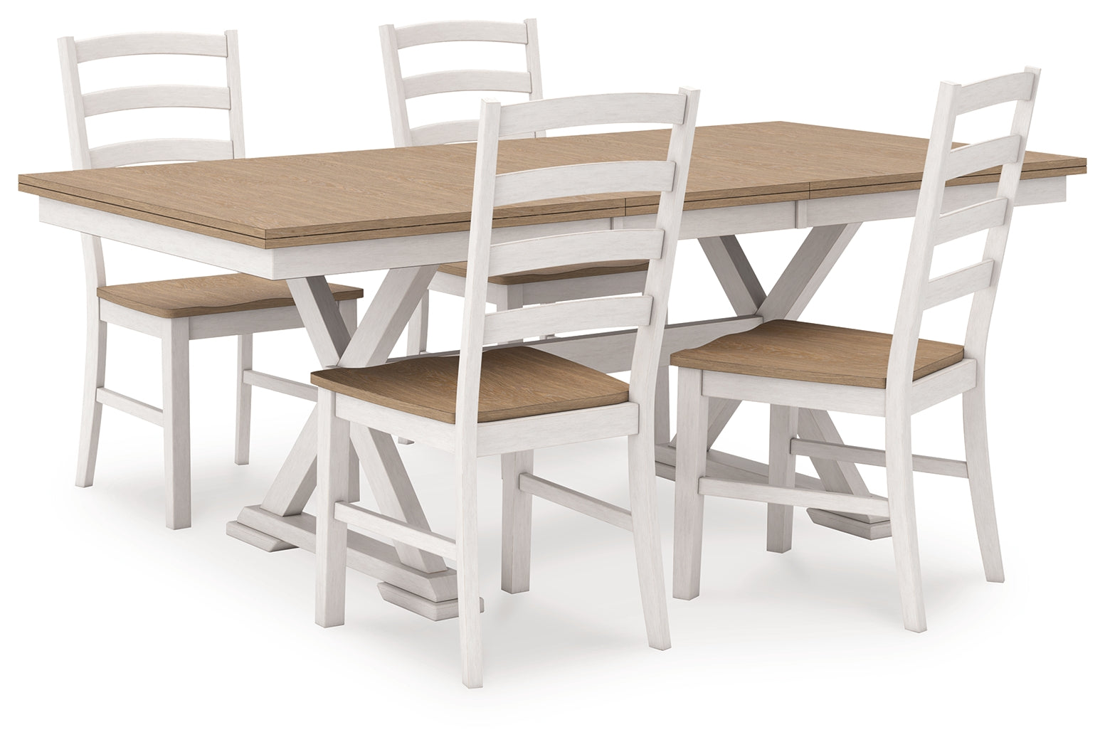 Purlaney Antique White/Natural Extension Dining Table and 4 Chairs (Online Special Price) - Ornate Home