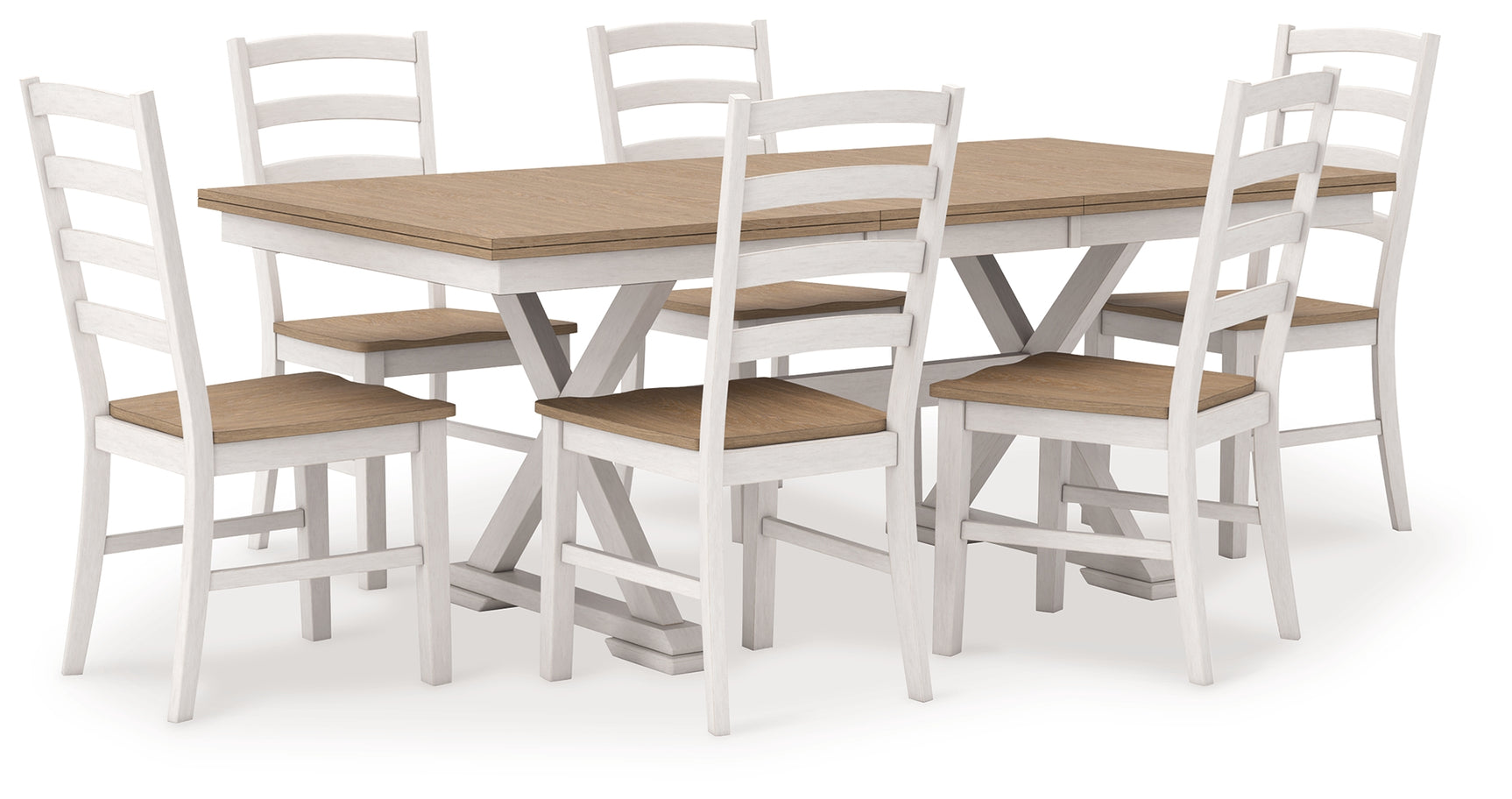Purlaney Antique White/Natural Extension Dining Table and 6 Chairs - Ornate Home