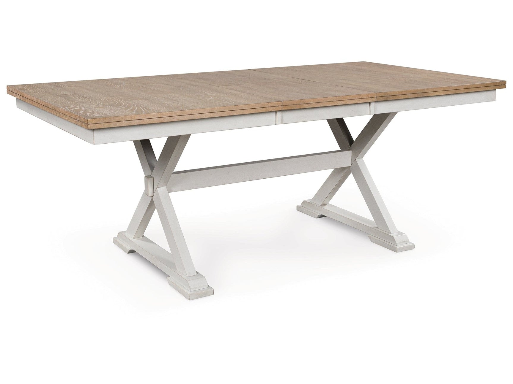 Purlaney Antique White/Natural RECT DRM Butterfly EXT Table (Online Special Price) - Ornate Home