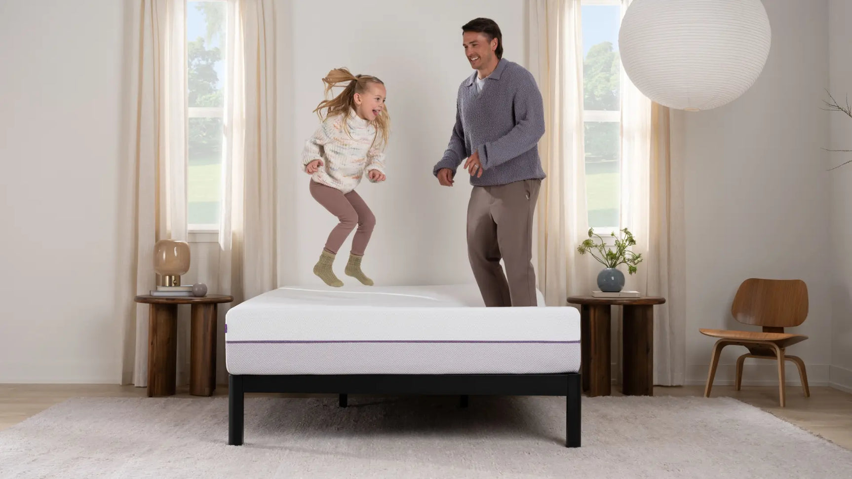 Purple Matte Black Cal King Metal Platform Bed Frame - Ornate Home