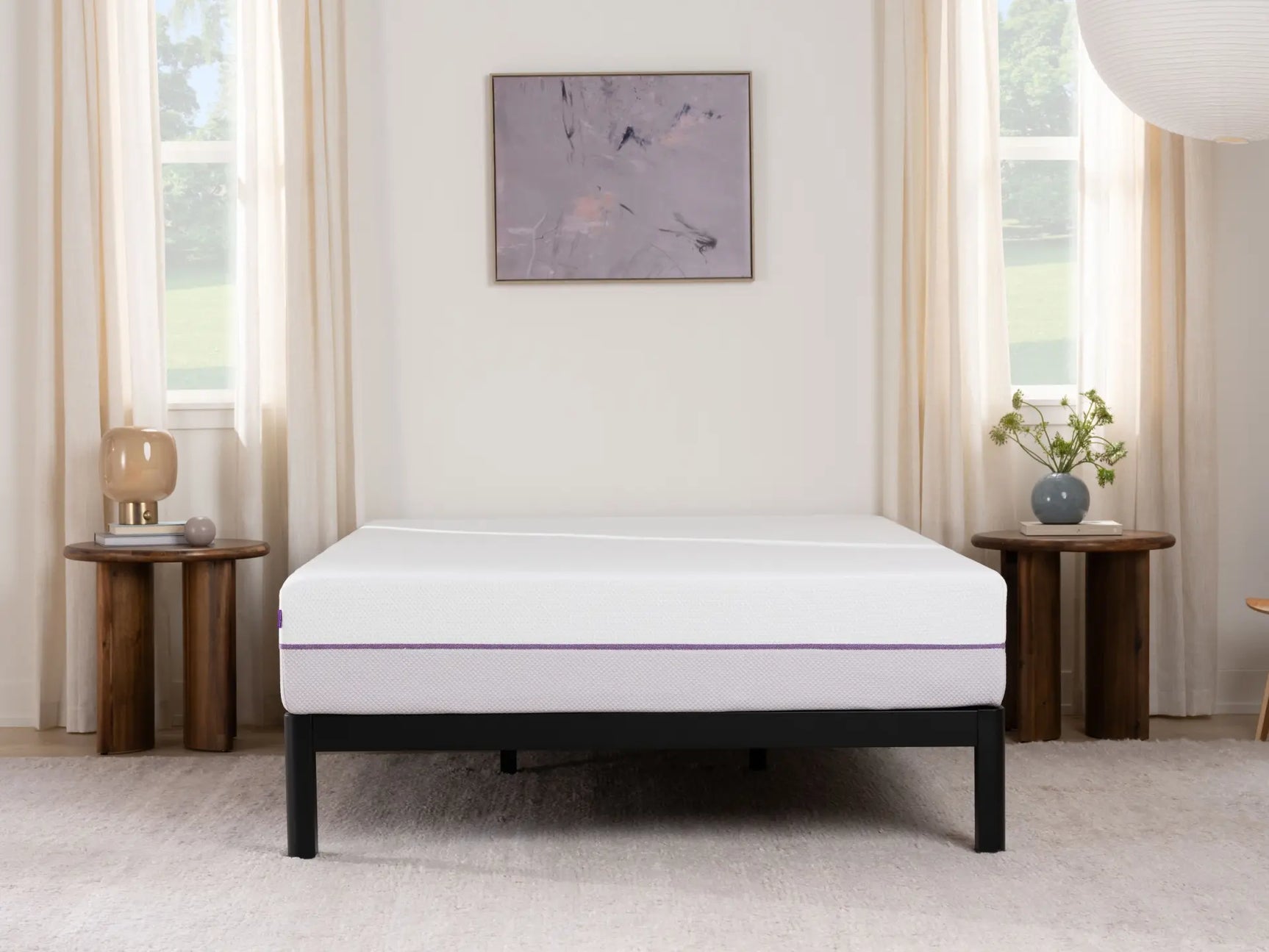 Purple Matte Black Twin XL Metal Platform Bed Frame - Ornate Home