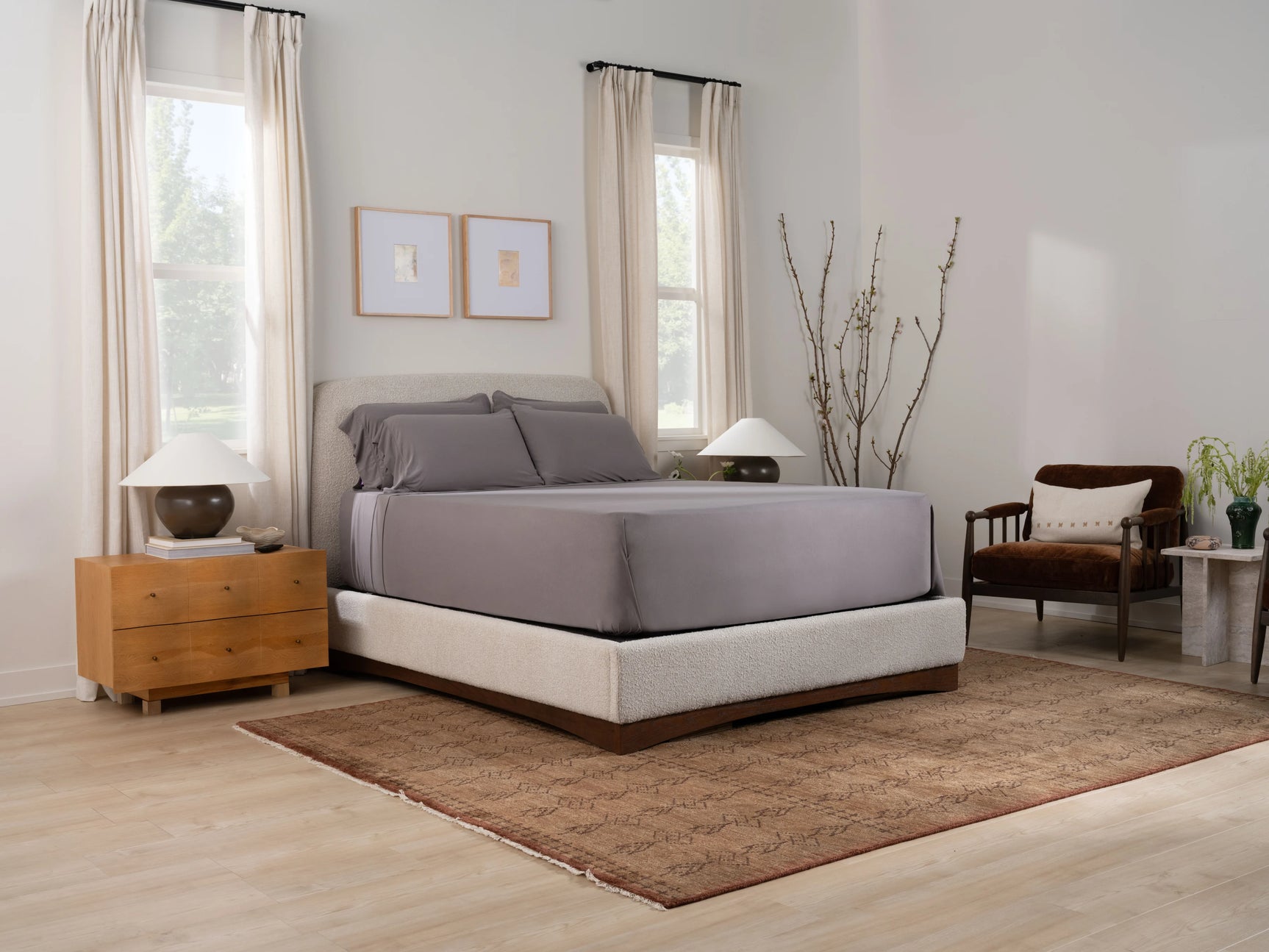 Purple SoftStretch True White Queen Sheets - Ornate Home