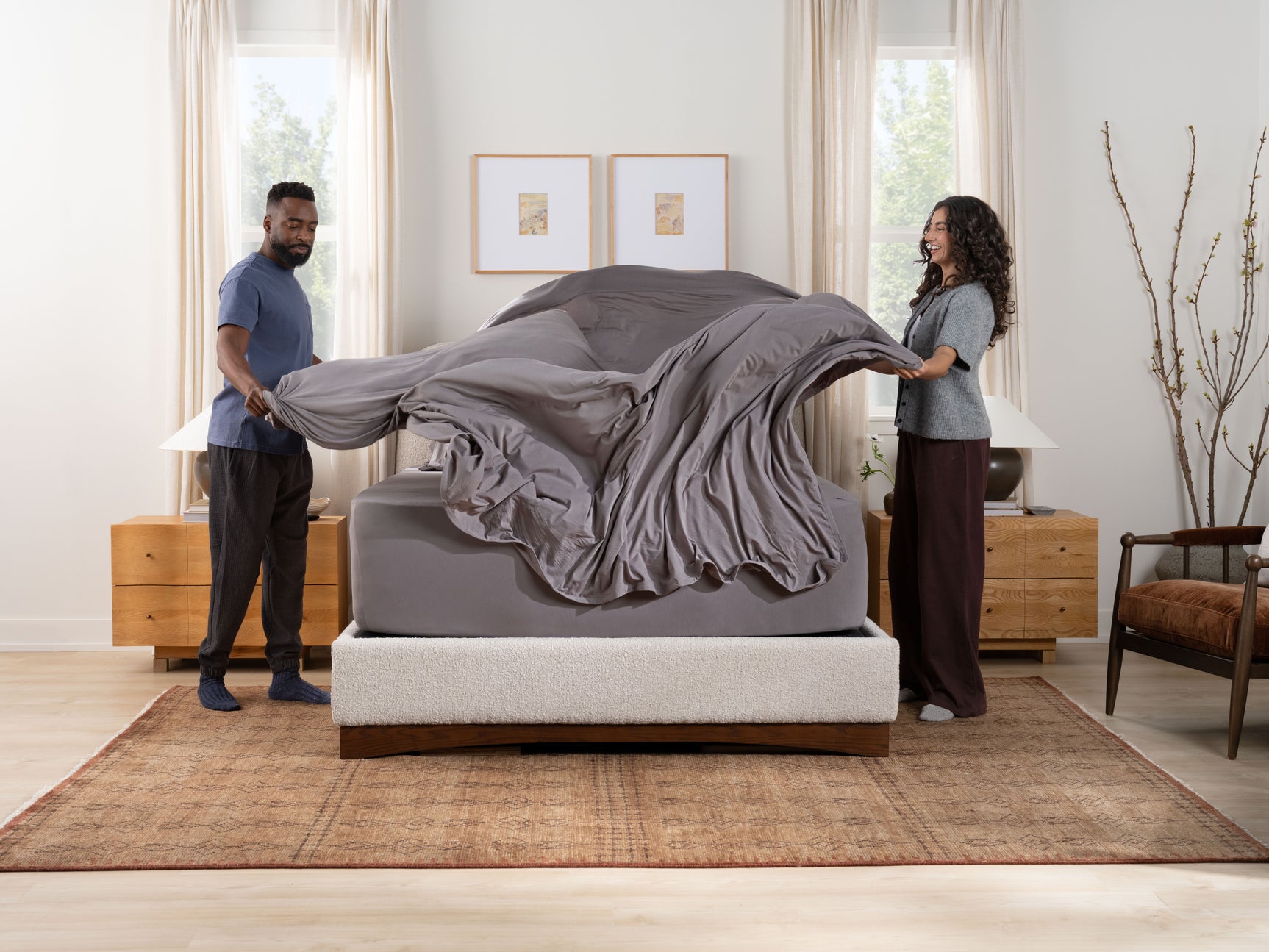 Purple SoftStretch True White Queen Sheets - Ornate Home