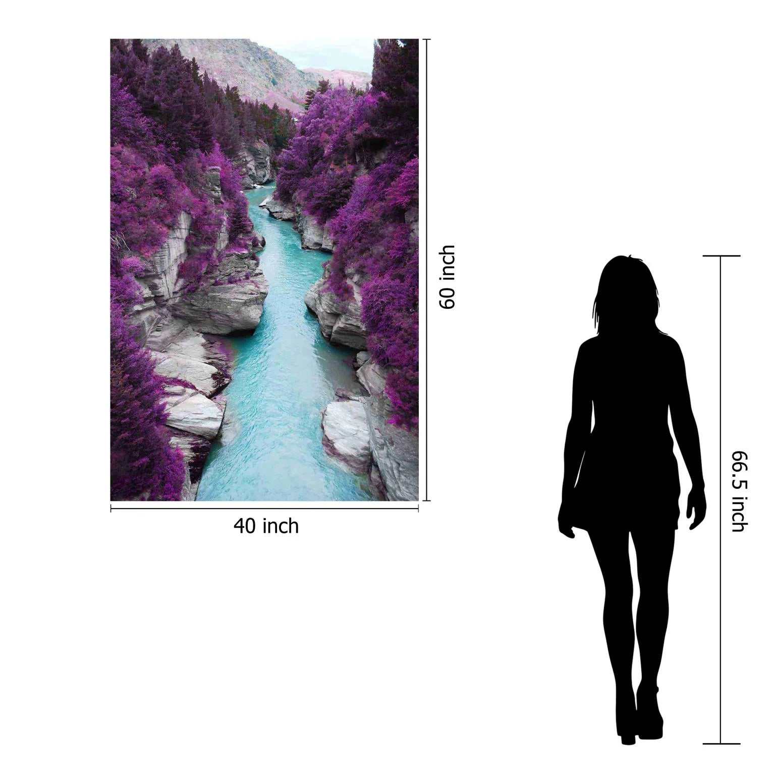 Purple Trees in Canyon Tempered Glass w / Foil Wall Art - Ornate Home