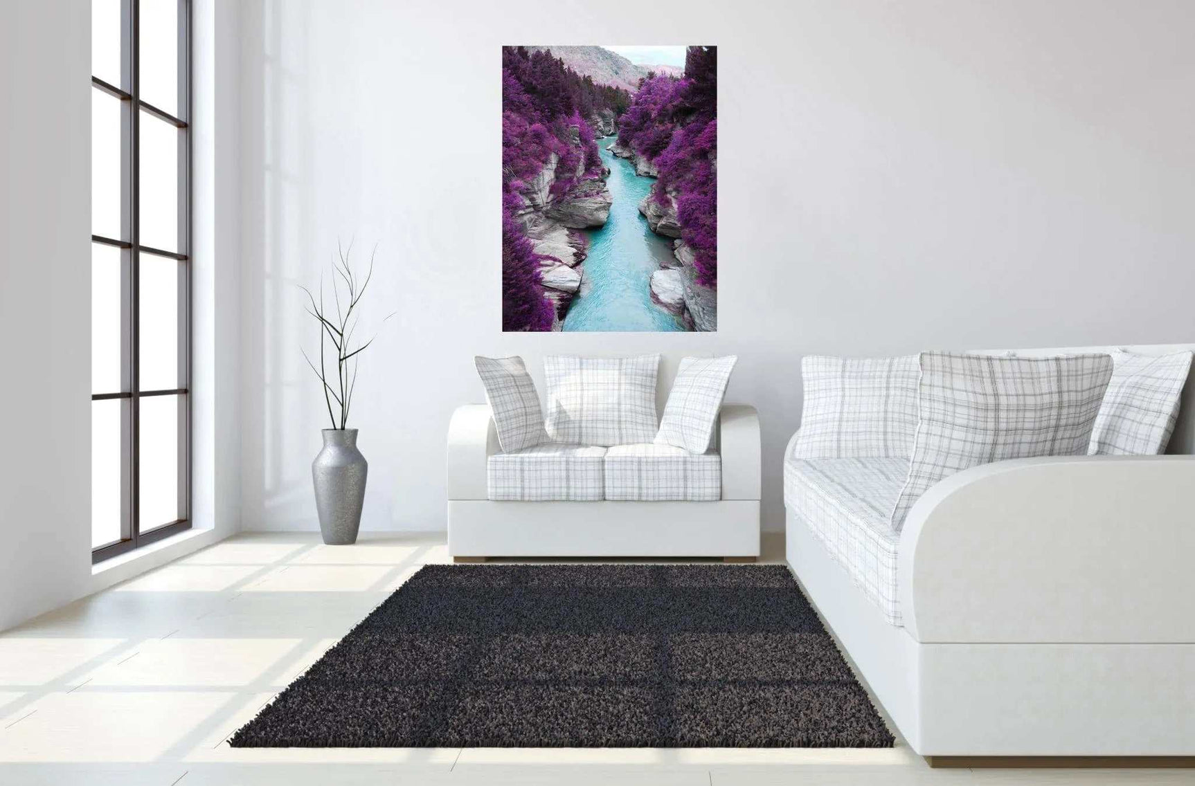 Purple Trees in Canyon Tempered Glass w / Foil Wall Art - Ornate Home