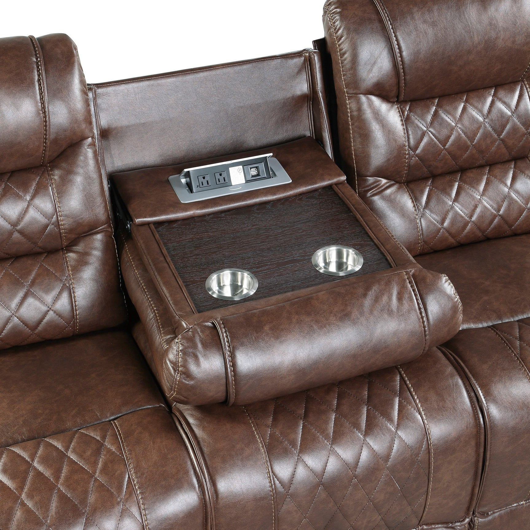 Putnam Brown Power Double Reclining Sofa - Ornate Home